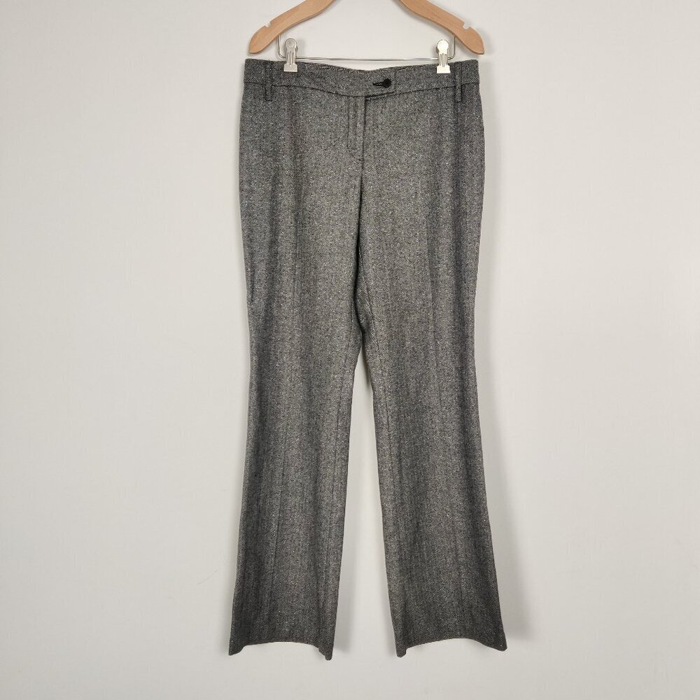Jacob Women's Flare Pants Size 7/8 White Black Herringbone Wool Business Casual